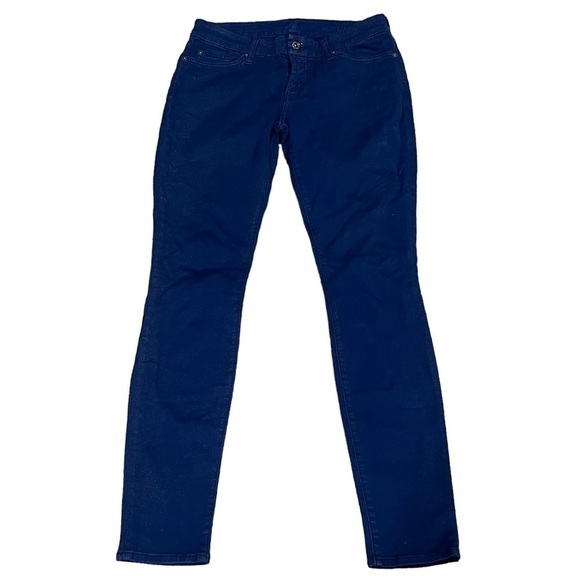 7 For All Mankind Blue Gold Flocked Skinny Jeans Size 27 Junior's - Picture 1 of 8